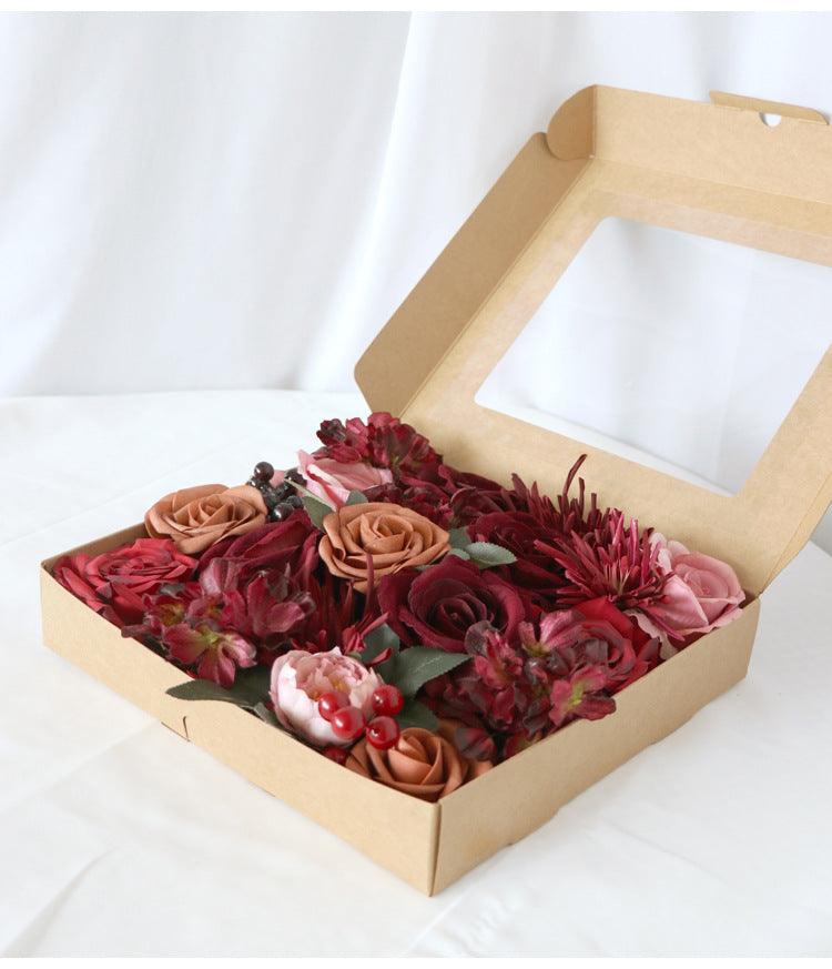 Simulated red rose silk fabric aircraft box DIY interior decoration